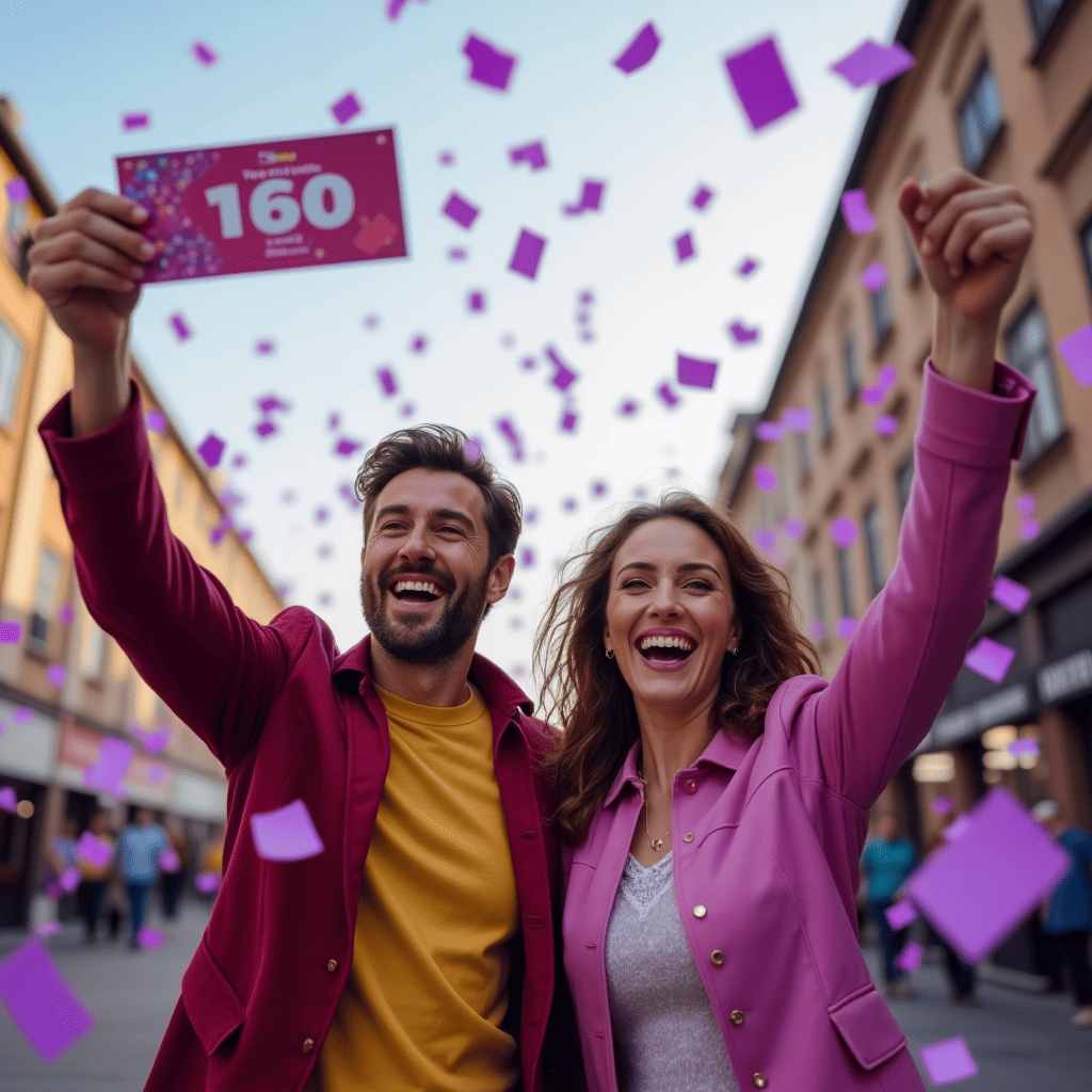 People celebrating lottery win